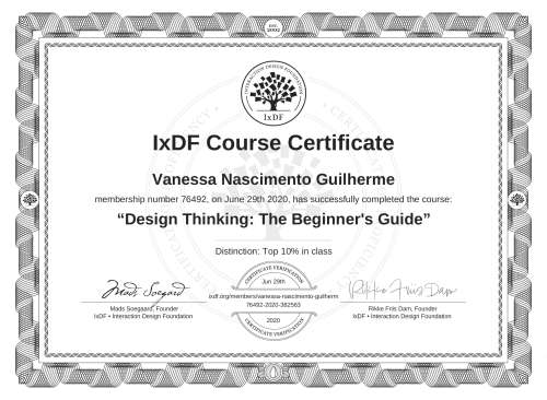 Design Thinking: The Beginner's Guide certificate