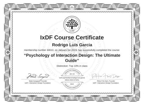 Psychology of Interaction Design: The Ultimate Guide certificate