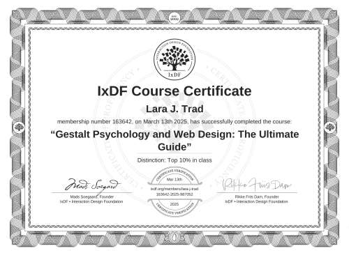 Gestalt Psychology and Web Design: The Ultimate Guide certificate