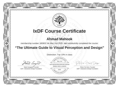 The Ultimate Guide to Visual Perception and Design certificate