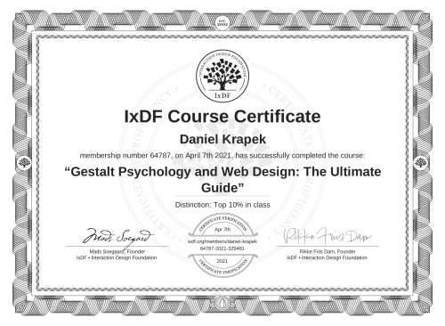 Gestalt Psychology and Web Design: The Ultimate Guide certificate