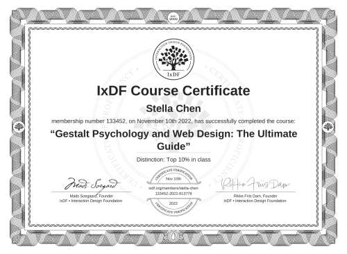 Gestalt Psychology and Web Design: The Ultimate Guide certificate