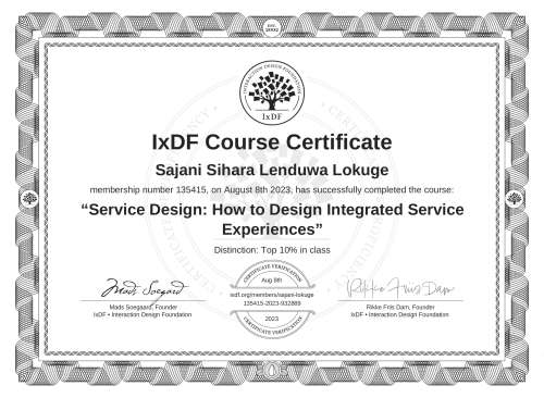 Service Design: How to Design Integrated Service Experiences certificate