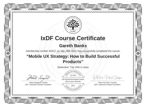 Mobile UX Strategy: How to Build Successful Products certificate