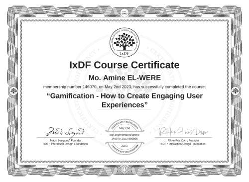 Gamification - How to Create Engaging User Experiences certificate