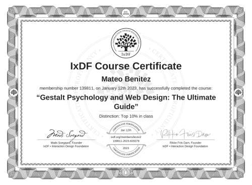 Gestalt Psychology and Web Design: The Ultimate Guide certificate