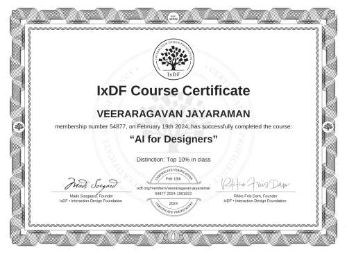 AI for Designers certificate