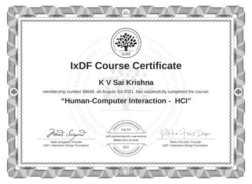 Human-Computer Interaction -  HCI certificate
