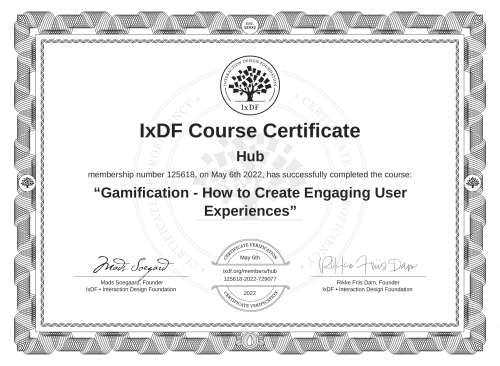 Gamification - How to Create Engaging User Experiences certificate