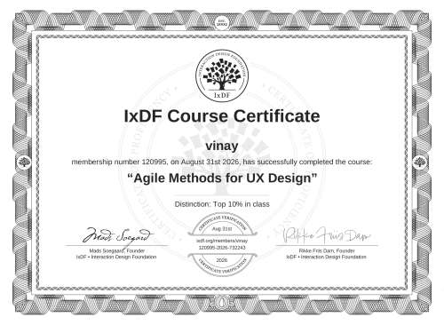 Agile Methods for UX Design certificate