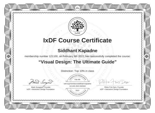 Visual Design: The Ultimate Guide certificate
