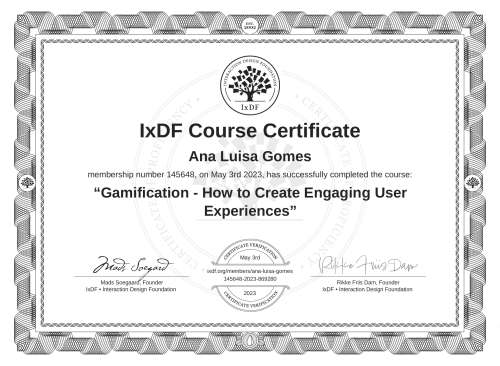 Gamification - How to Create Engaging User Experiences certificate