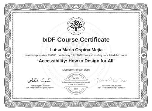 Accessibility: How to Design for All certificate