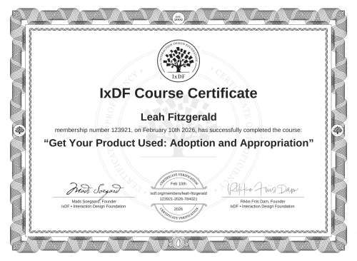 Get Your Product Used: Adoption and Appropriation certificate