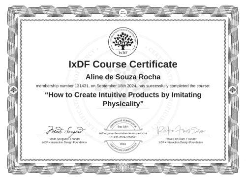 How to Create Intuitive Products by Imitating Physicality certificate