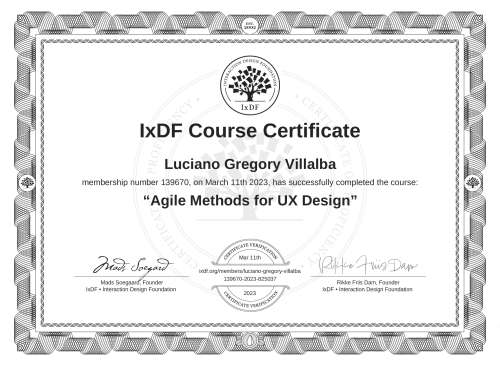 Agile Methods for UX Design certificate