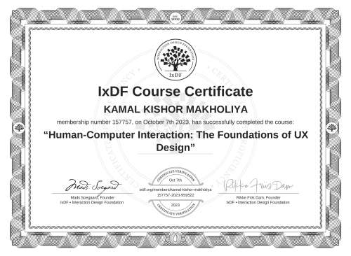 Human-Computer Interaction: The Foundations of UX Design certificate