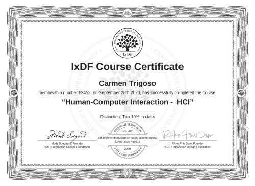 Human-Computer Interaction -  HCI certificate