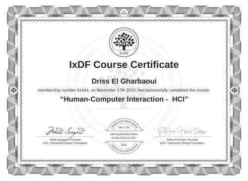 Human-Computer Interaction -  HCI certificate
