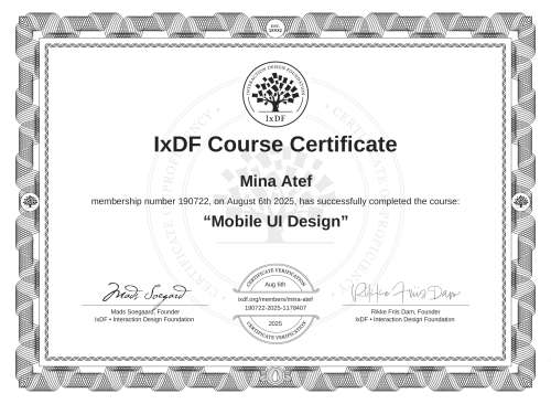 Mobile UI Design certificate