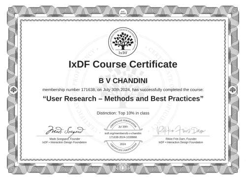 User Research – Methods and Best Practices certificate