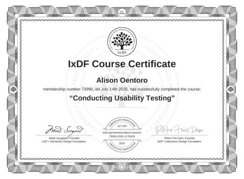 Conducting Usability Testing certificate