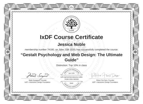 Gestalt Psychology and Web Design: The Ultimate Guide certificate