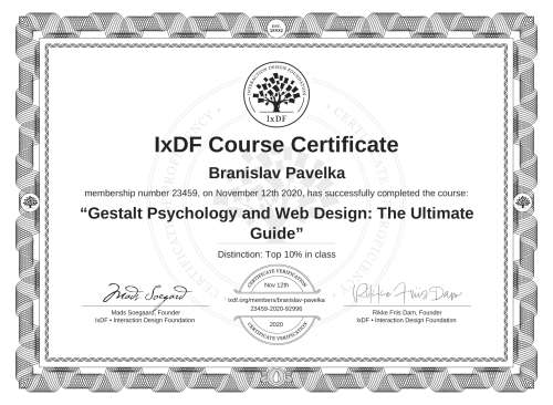 Gestalt Psychology and Web Design: The Ultimate Guide certificate