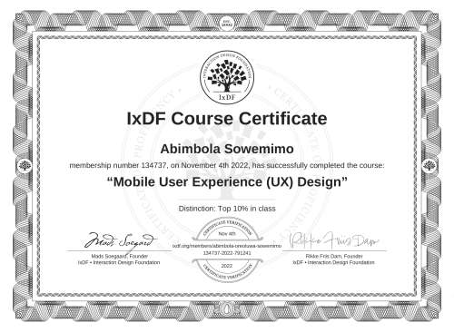 Mobile User Experience (UX) Design certificate