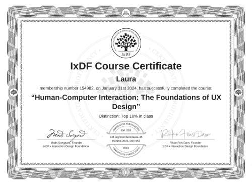 Human-Computer Interaction: The Foundations of UX Design certificate