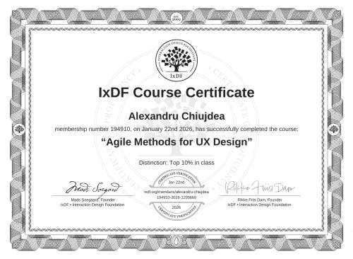 Agile Methods for UX Design certificate