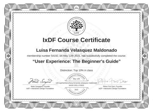 User Experience: The Beginner's Guide certificate