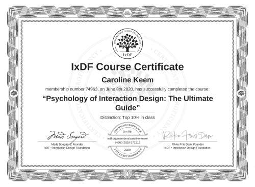 Psychology of Interaction Design: The Ultimate Guide certificate