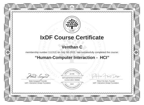 Human-Computer Interaction -  HCI certificate