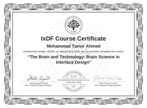 The Brain and Technology: Brain Science in Interface Design certificate