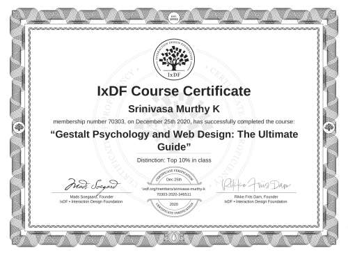 Gestalt Psychology and Web Design: The Ultimate Guide certificate