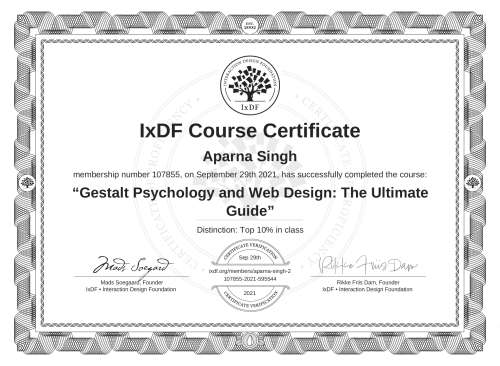 Gestalt Psychology and Web Design: The Ultimate Guide certificate
