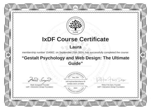Gestalt Psychology and Web Design: The Ultimate Guide certificate