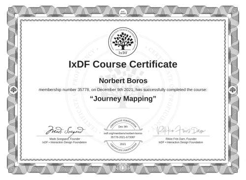 Journey Mapping certificate
