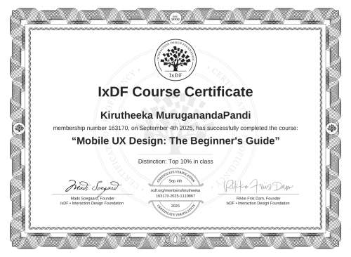 Mobile UX Design: The Beginner's Guide certificate