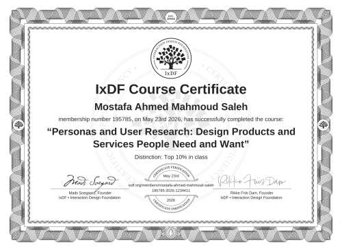 Personas and User Research: Design Products and Services People Need and Want certificate
