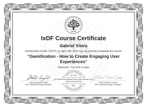 Gamification - How to Create Engaging User Experiences certificate