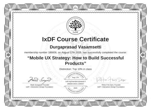 Mobile UX Strategy: How to Build Successful Products certificate