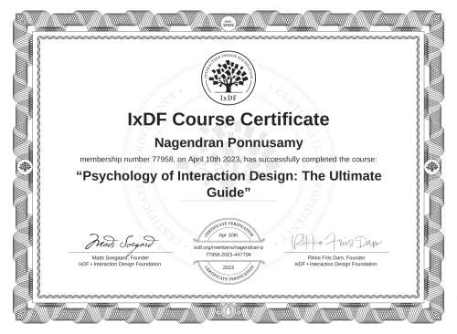 Psychology of Interaction Design: The Ultimate Guide certificate