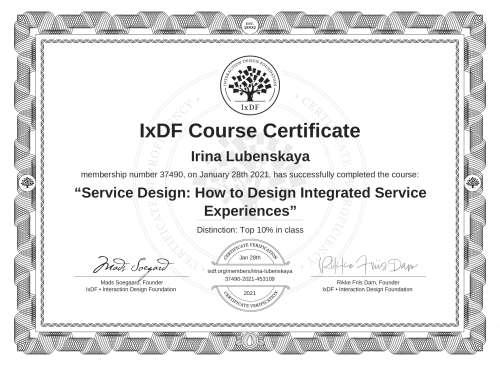 Service Design: How to Design Integrated Service Experiences certificate
