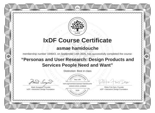Personas and User Research: Design Products and Services People Need and Want certificate