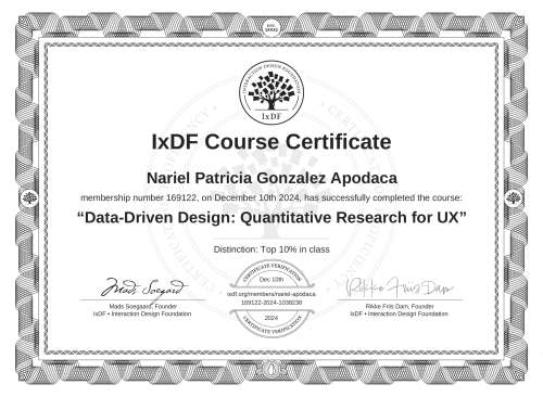 Data-Driven Design: Quantitative Research for UX certificate
