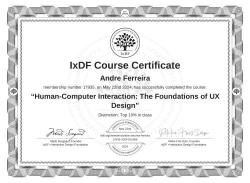 Human-Computer Interaction: The Foundations of UX Design certificate