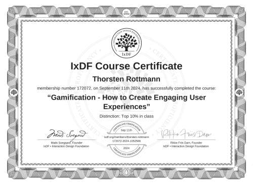 Gamification - How to Create Engaging User Experiences certificate