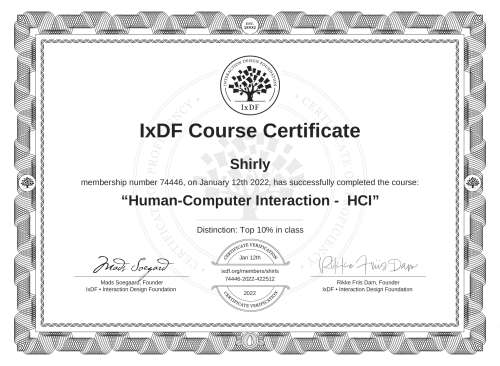 Human-Computer Interaction -  HCI certificate